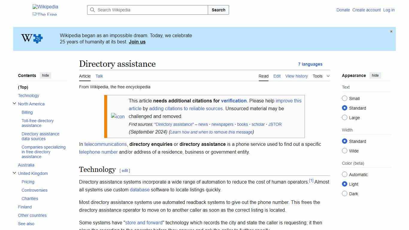 Directory assistance - Wikipedia